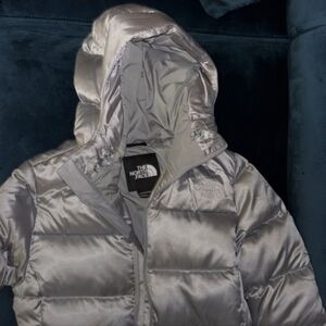 The North Face Metallic Gray Puffer Jacket- NWOT